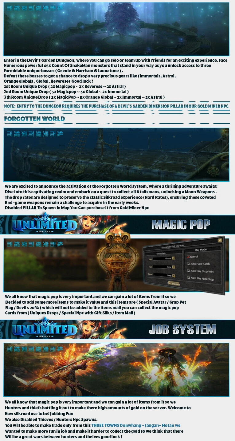 Unlimited Online - 100 CAP | Only CH | Old School | Open Market |  data-image=