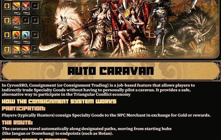 CyronSRO - CyronSRO | ISRO-R | CAP120 | Job System | Vote4Silk | Fortress War | Auto Caravan