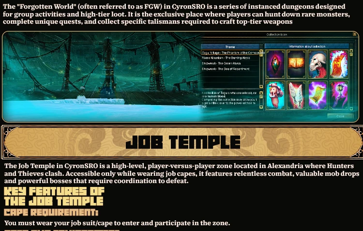 CyronSRO - CyronSRO | ISRO-R | CAP120 | Job System | Vote4Silk | Fortress War | Auto Caravan