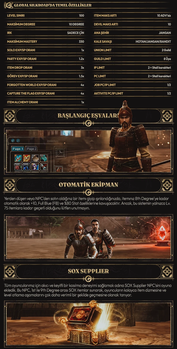 Global Silkroad - CH Only | 100 CAP Güncellemesi | 2 Yıldır Online | Beta 26.06 | GO 03.07