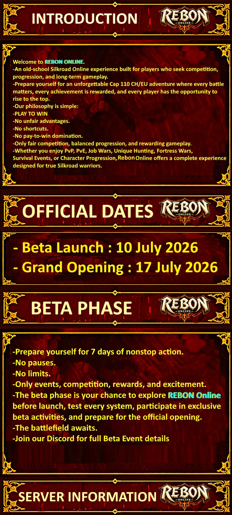 Rebon Online - 110 CAP | EU&CH | Open Market | BattlePass