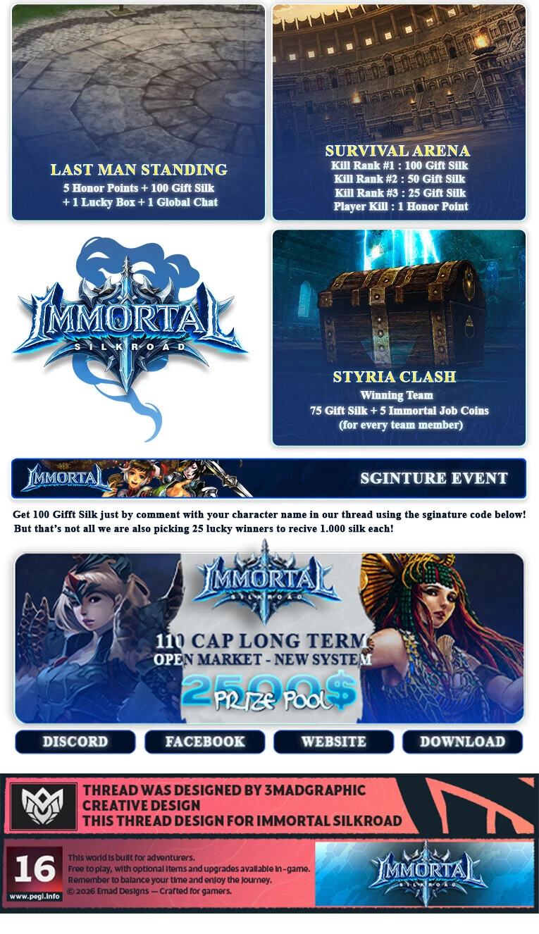 ImmortalSRO - 110 CAP | EU&CH | Drop System | Old School | Long Term | Open Market | New System | $2,500 Prize Pool