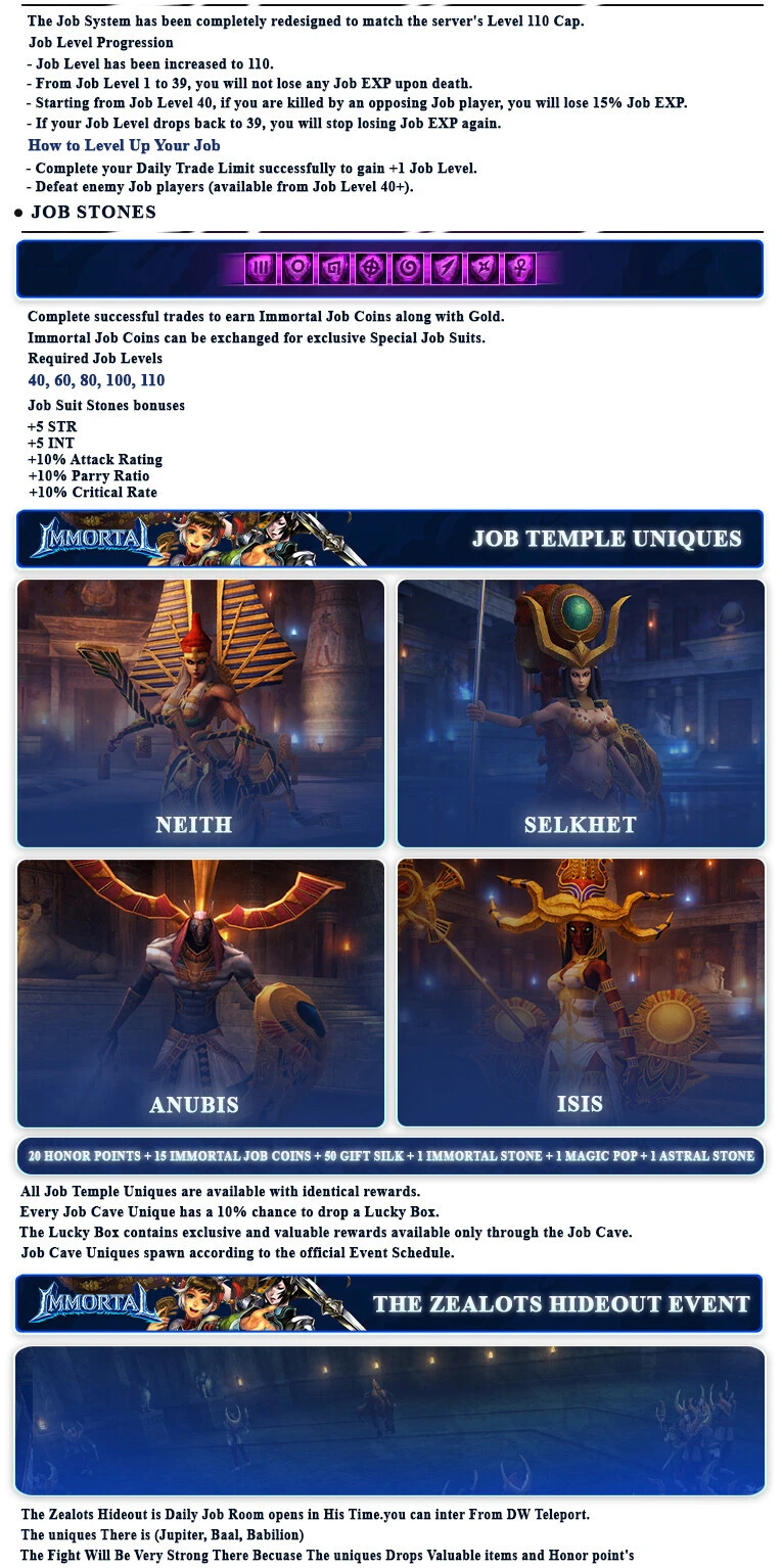 ImmortalSRO - 110 CAP | EU&CH | Drop System | Old School | Long Term | Open Market | New System | $2,500 Prize Pool