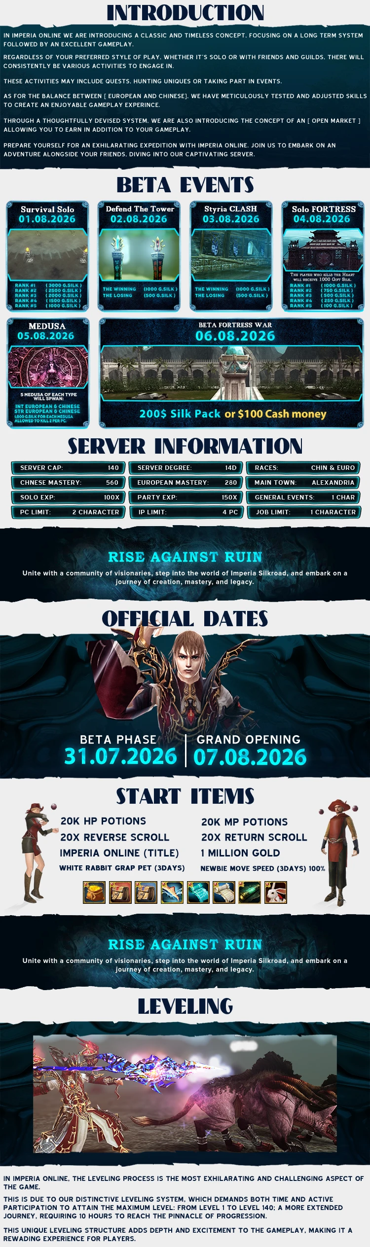 Imperia Online - 140 CAP | EU&CH | Activity System | New Route | Drop System