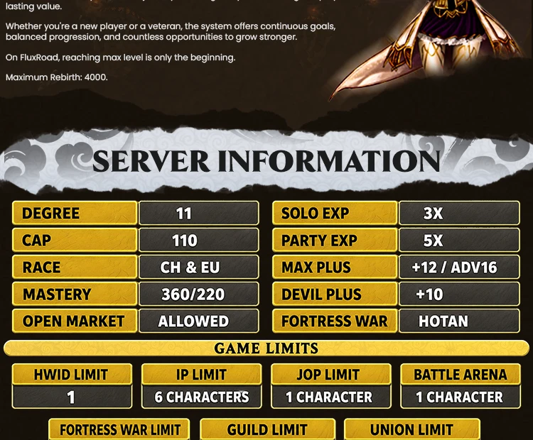 Flux-Road - Rebirth System | 110 CAP | Balanced System | EU&CH | Play2Win
