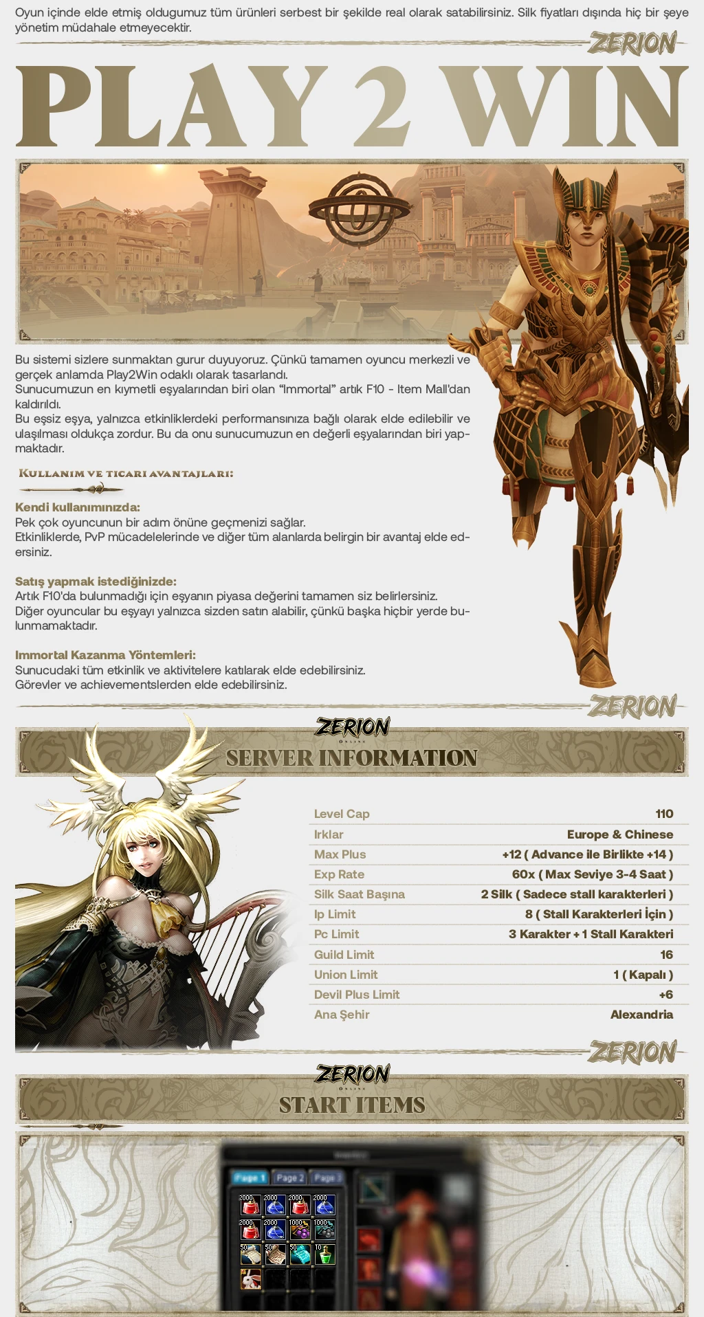 Zerion Online - 110 CAP | Egy Items | Haftalık $ Turnuvası | 210.000TL Ödül Havuzu