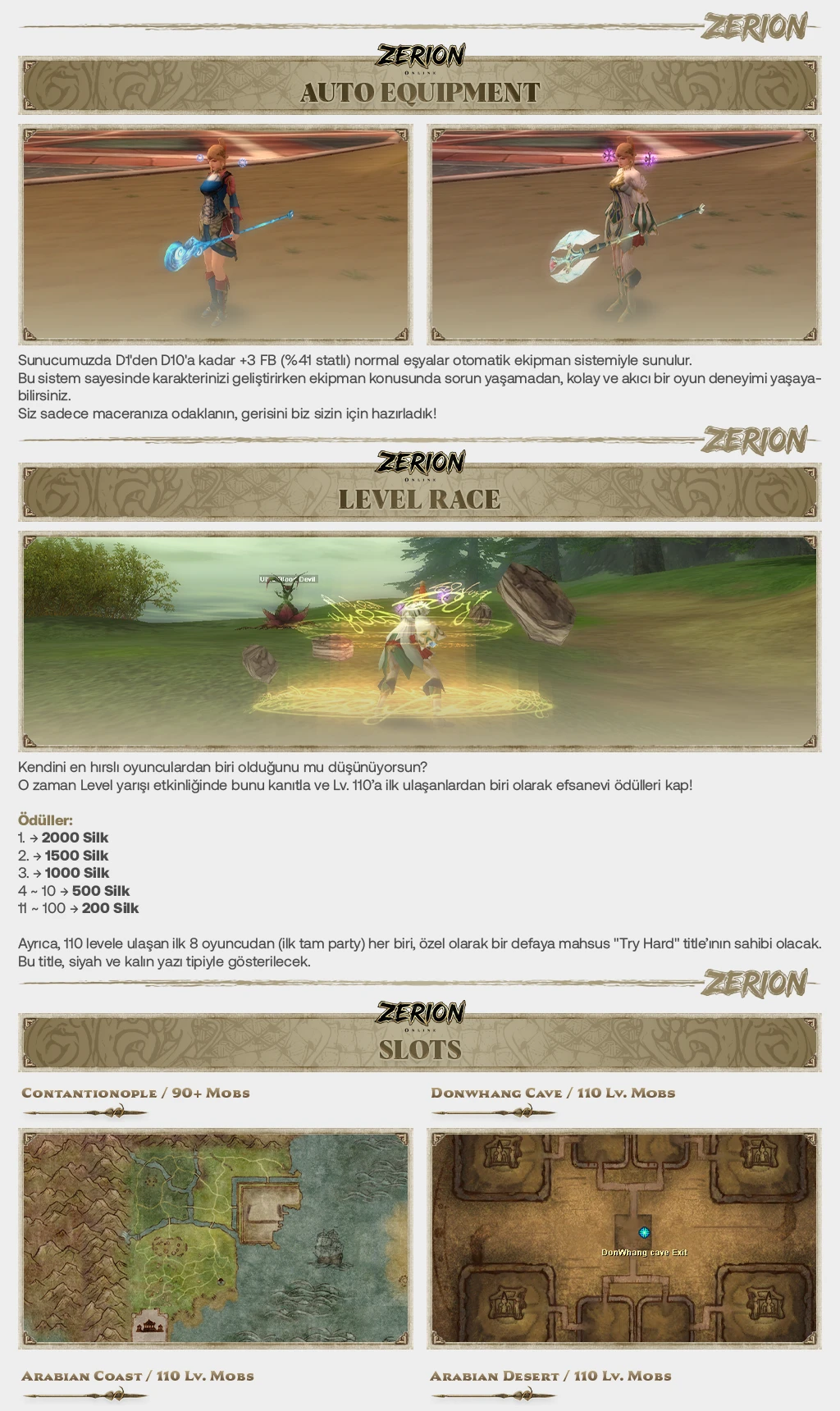 Zerion Online - 110 CAP | Egy Items | Haftalık $ Turnuvası | 210.000TL Ödül Havuzu