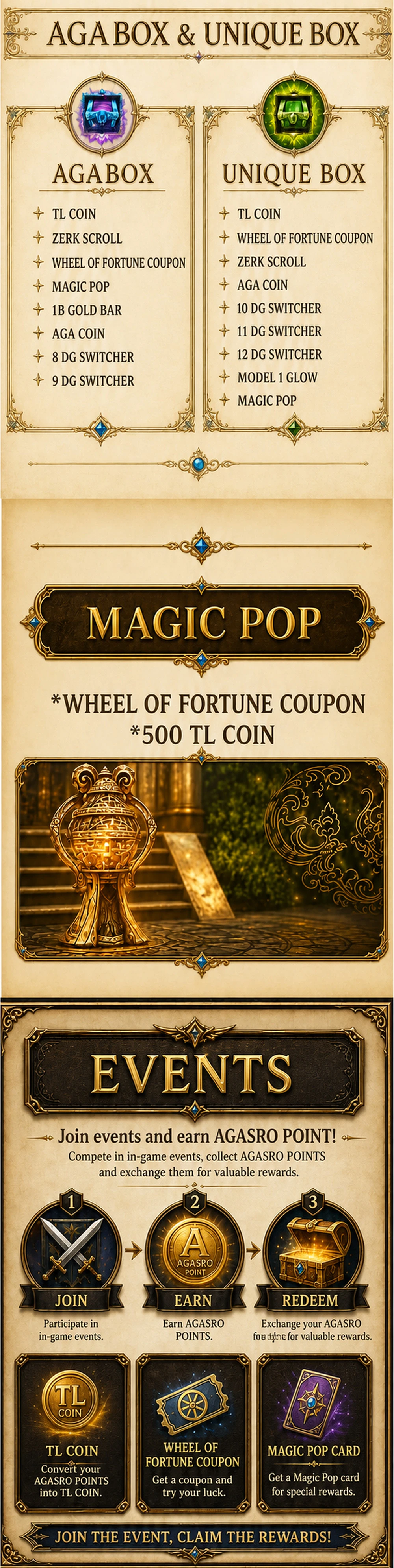 AgaSRO - 120 cap CH/EU PvP — free 13 degree gear, free silk, no donations