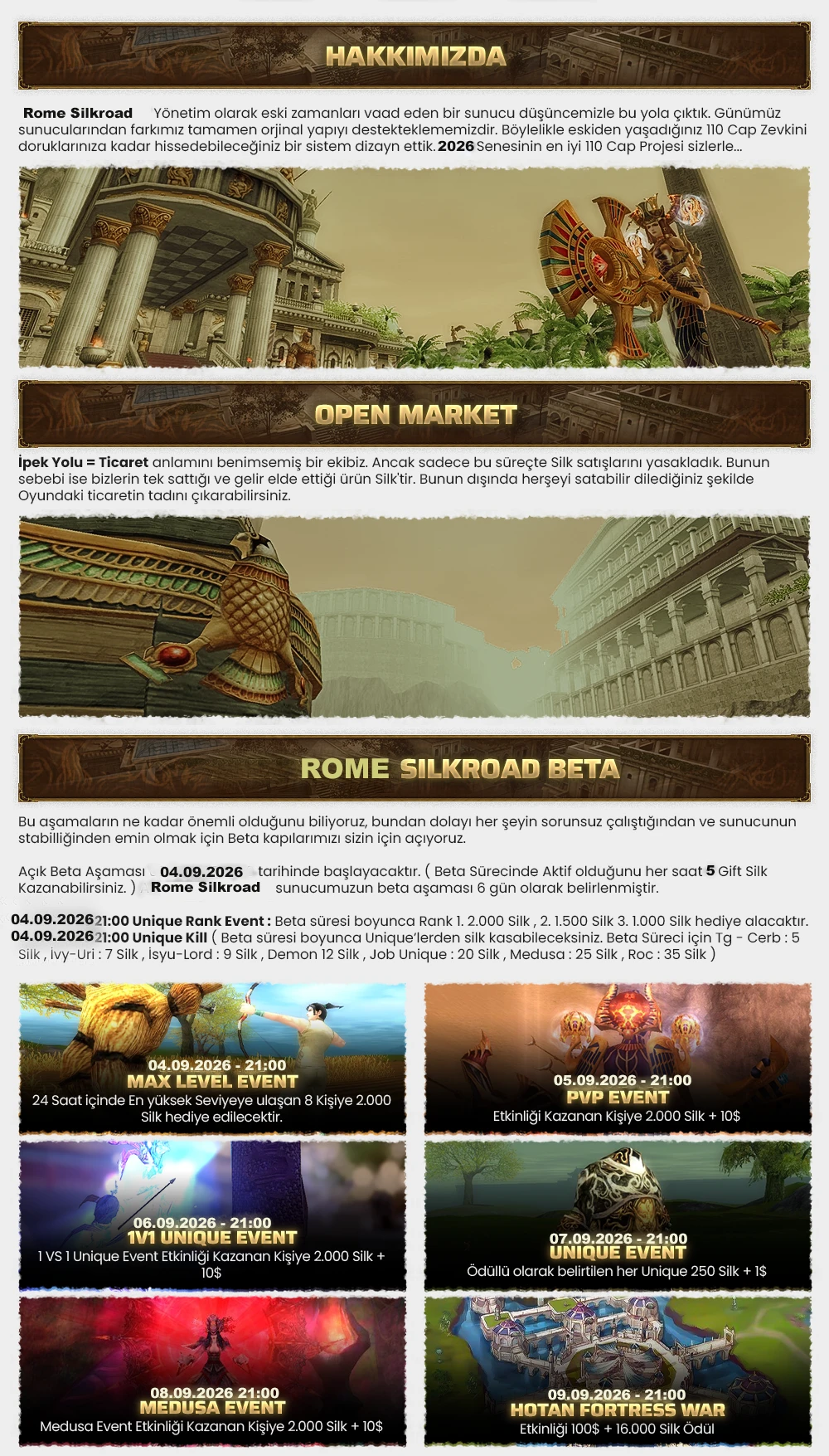 Rome Online - 110 CAP | EU&CH | 5x Exp Rate | Uzun Soluklu