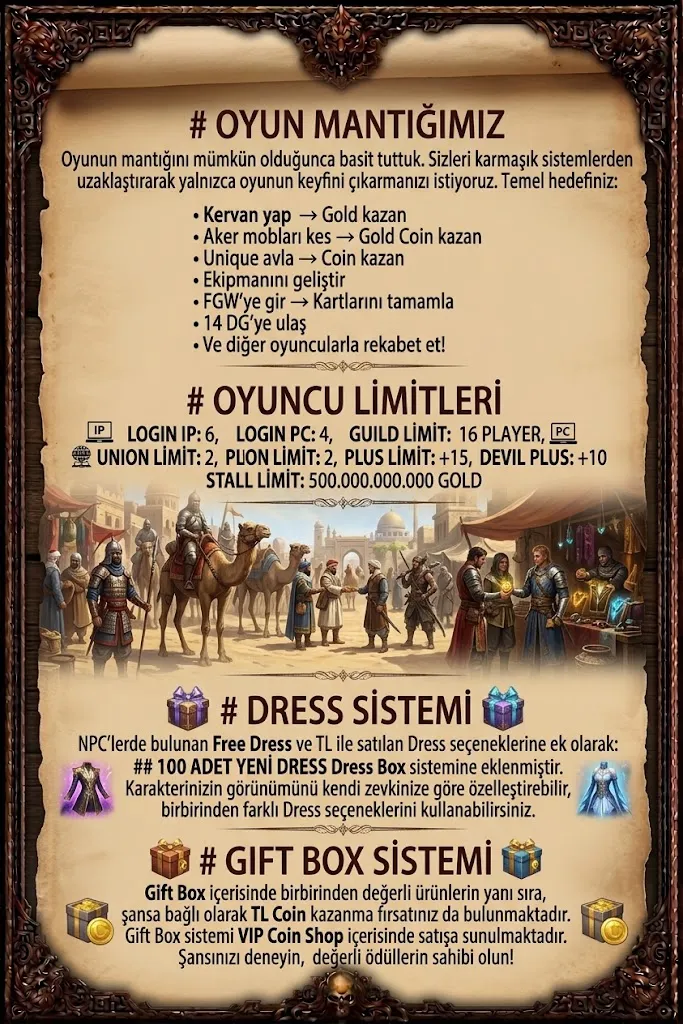 Godtrailer Online - 120 CAP | PvP | 13 DG +11 %100 Stat Başlangıç | 14 DG FGW Sistem | %10 Premium & Devil Ücretsiz