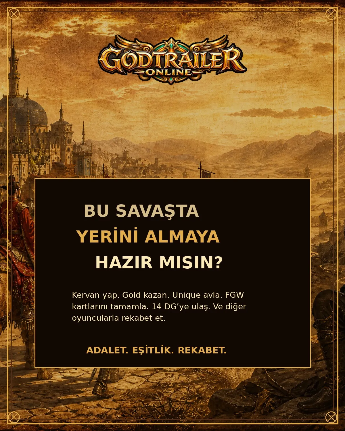 Godtrailer Online - 120 CAP | PvP | 13 DG +11 %100 Stat Başlangıç | 14 DG FGW Sistem | %10 Premium & Devil Ücretsiz