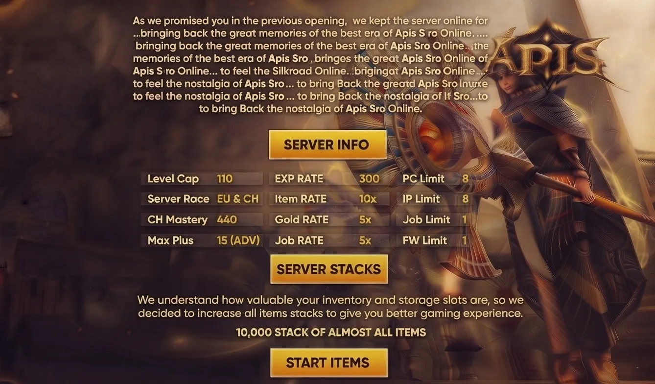 Apis Online - 110 CAP | EU&CH | Long-Term | Mid Rates | Old School | Drop System | Open Market