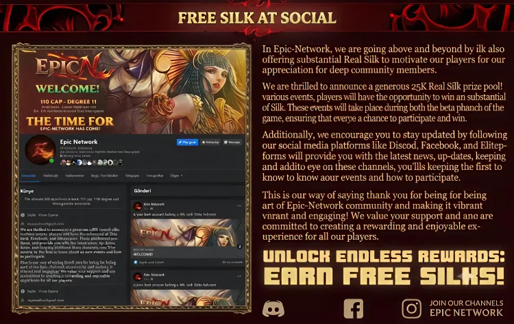 Epic-Network - Epic-Network | CAP 110 EU-CH | Open Market | Equalized Events | Silk Stall | GO 8-10