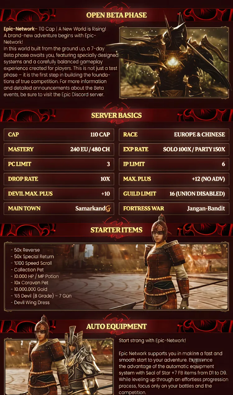 Epic-Network - Epic-Network | CAP 110 EU-CH | Open Market | Equalized Events | Silk Stall | GO 8-10