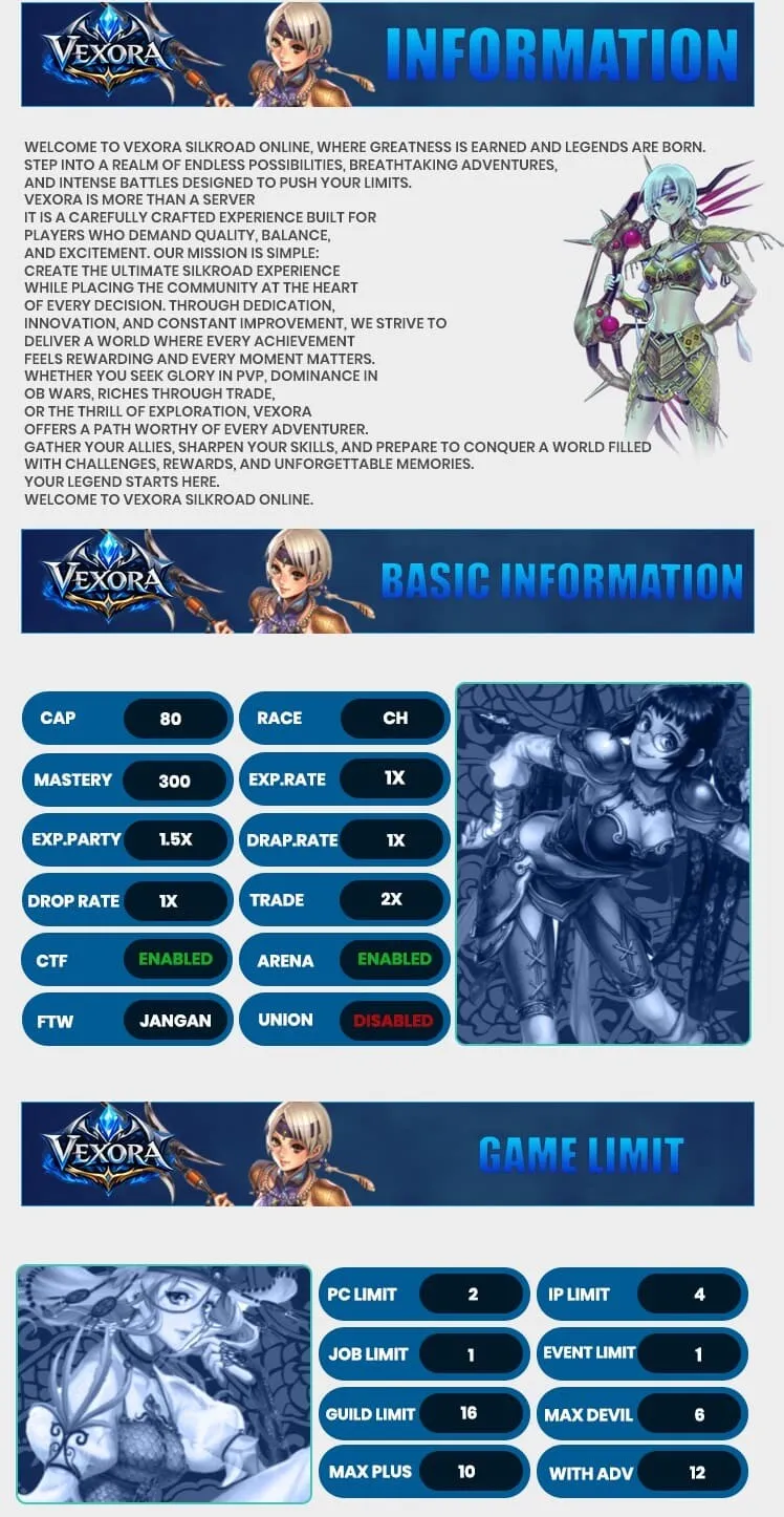 VexoraSRO - 80 CAP | Only CH | Play2Win | Old School | Long-Term