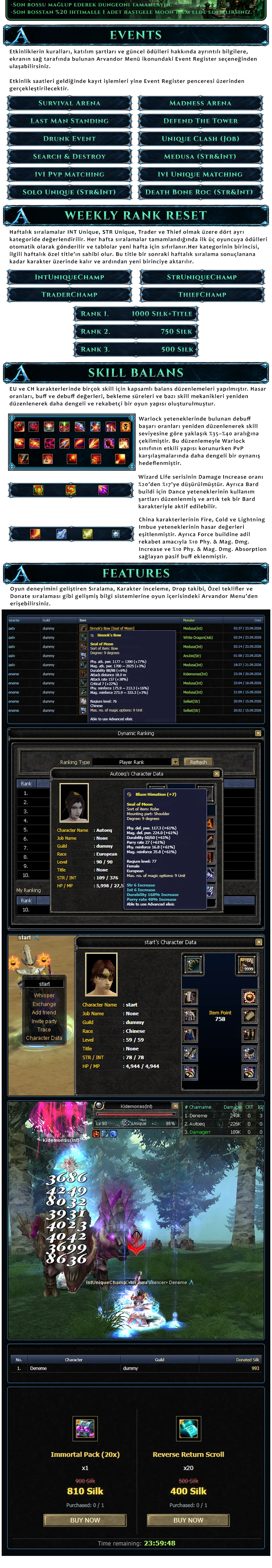 Arvandor Online - 90 CAP | EU&CH | Uniques | Balanced Skills | Yeni Özellikler | Beta Etkinlikleri