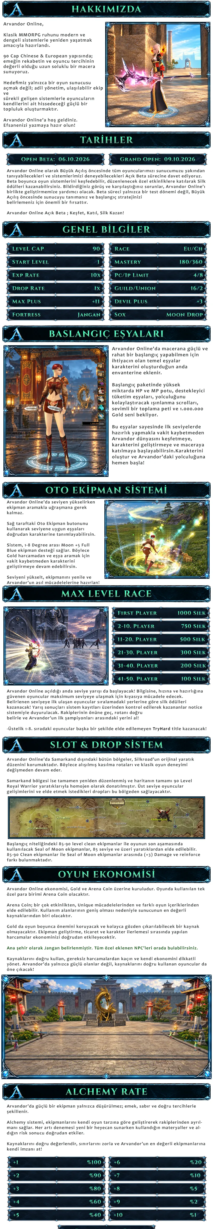 Arvandor Online - 90 CAP | EU&CH | Uniques | Balanced Skills | Yeni Özellikler | Beta Etkinlikleri