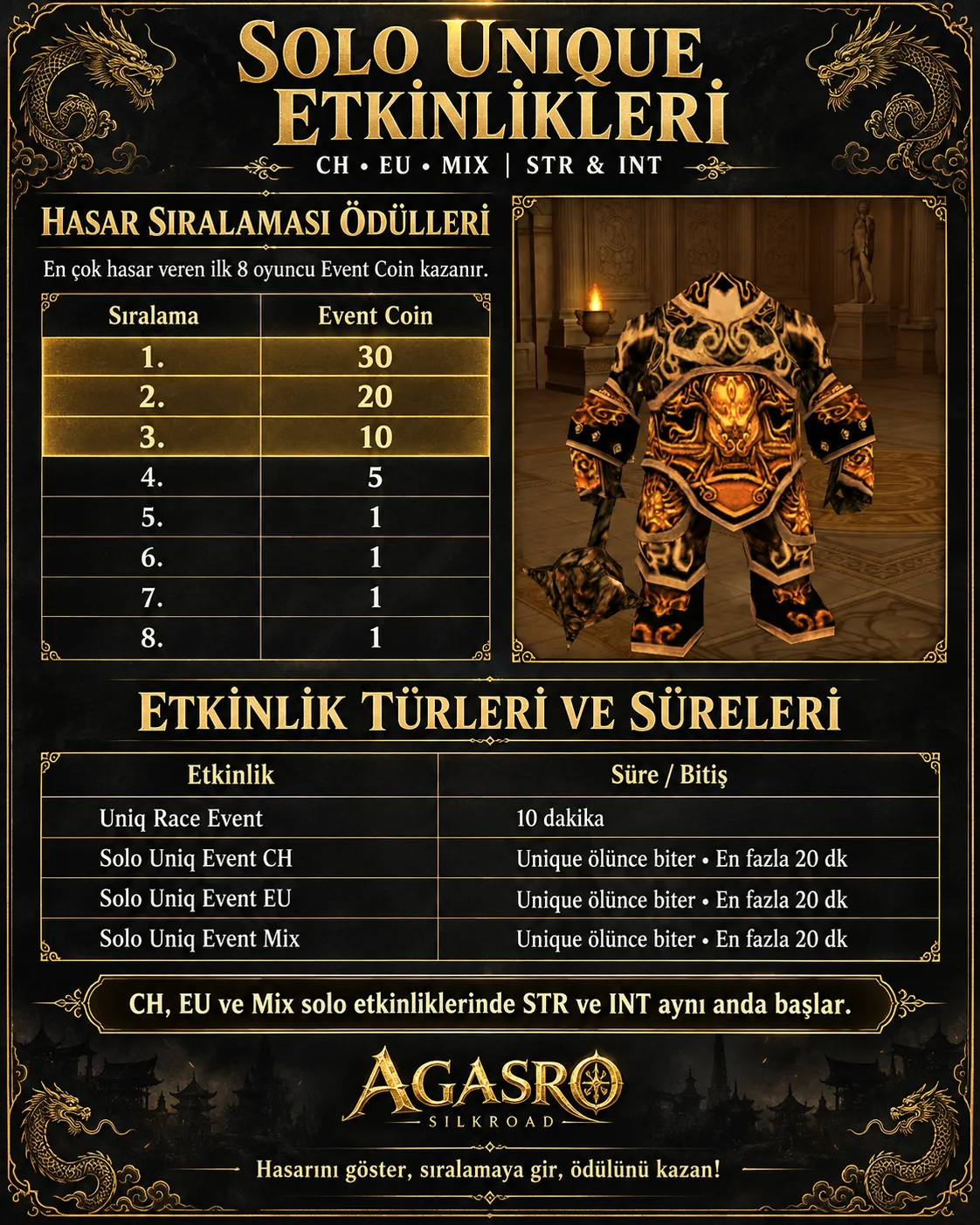 AGASRO - 120 CAP | EU&CH | PvP Server | Ücretsiz Premium, Godbless & Devil | Bol Etkinlik
