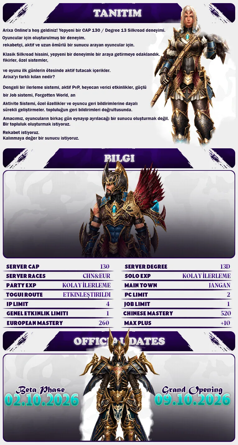 Arixa Online - 130 CAP | D13 | Activity Sistem | FGW | Drop Sistem | 1500$ Ödül Havuzu