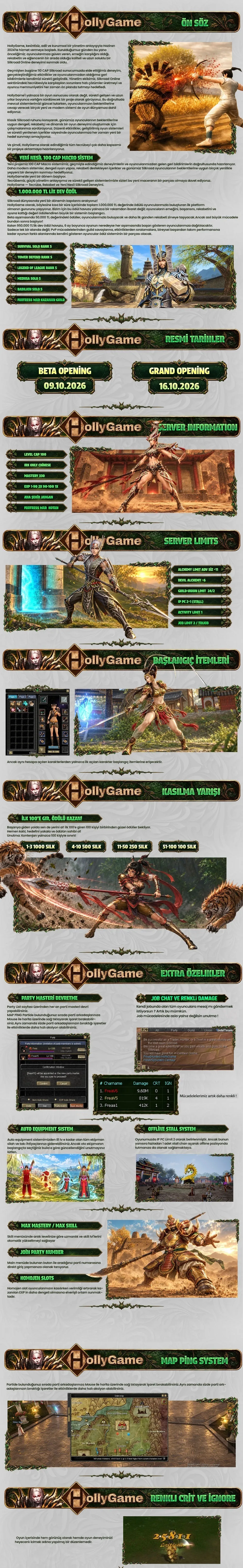 HollyGame - 100 CAP | Sadece CH | Macro Sistem | Auto Kervan | 1.000.000TL Ödül Havuzu