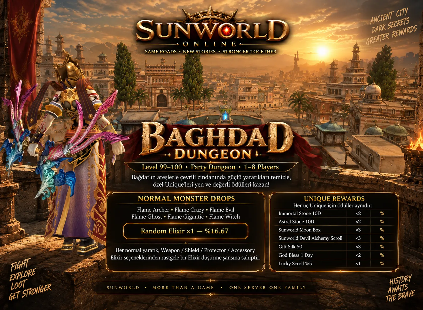 Sunworld Online - 100 CAP | Sadece CH | Drop Sistem | Yeni Dungeon