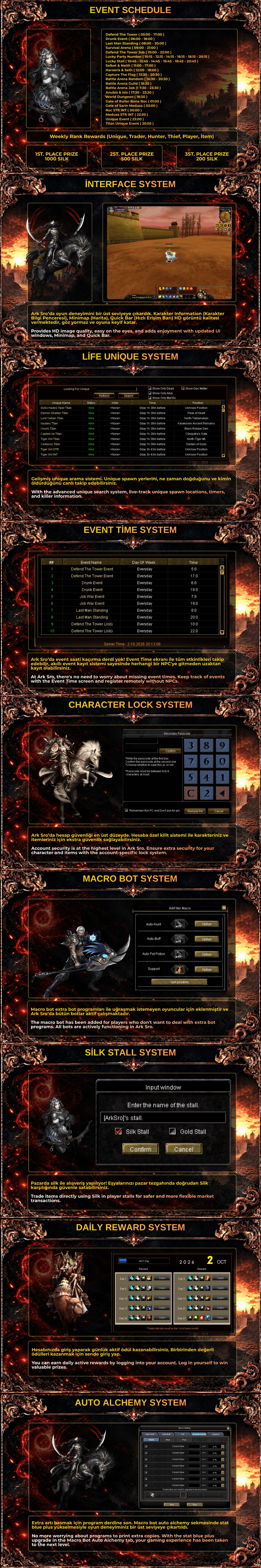 ArkSro Online - 120 CAP | 101 Başlangıç | Orta Emek & PvP | Silk Sistem | 13 DG Nova 1 Gold | Dungeon Drop Sistem