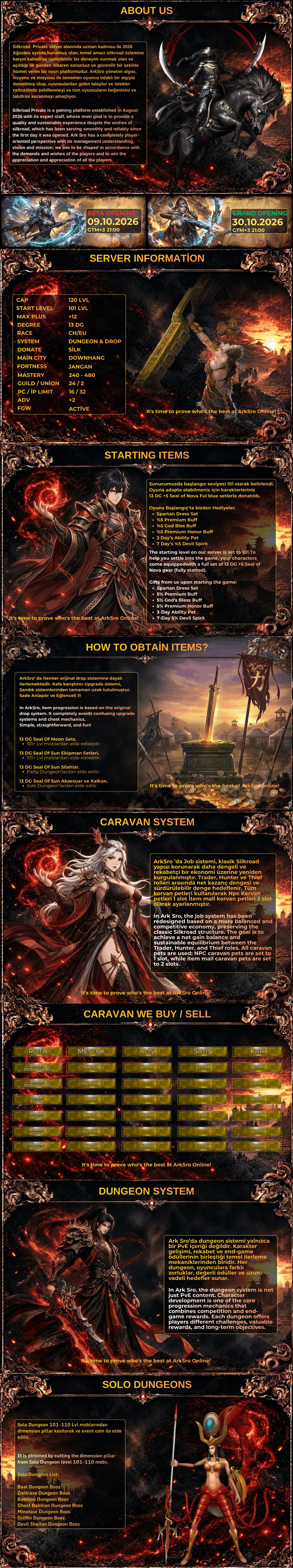 ArkSro Online - 120 CAP | 101 Başlangıç | Orta Emek & PvP | Silk Sistem | 13 DG Nova 1 Gold | Dungeon Drop Sistem