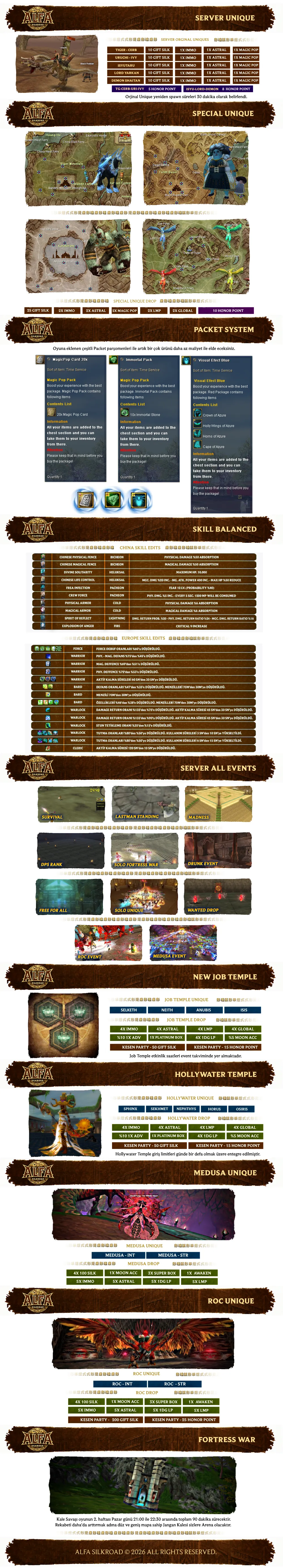 Silkroad Alfa - 120 CAP | EU&CH | 13 DG | Starter Pack Hediye | Silk Sistem | Upgrade Sistem | Dungeon Sistem | Drop Sistem