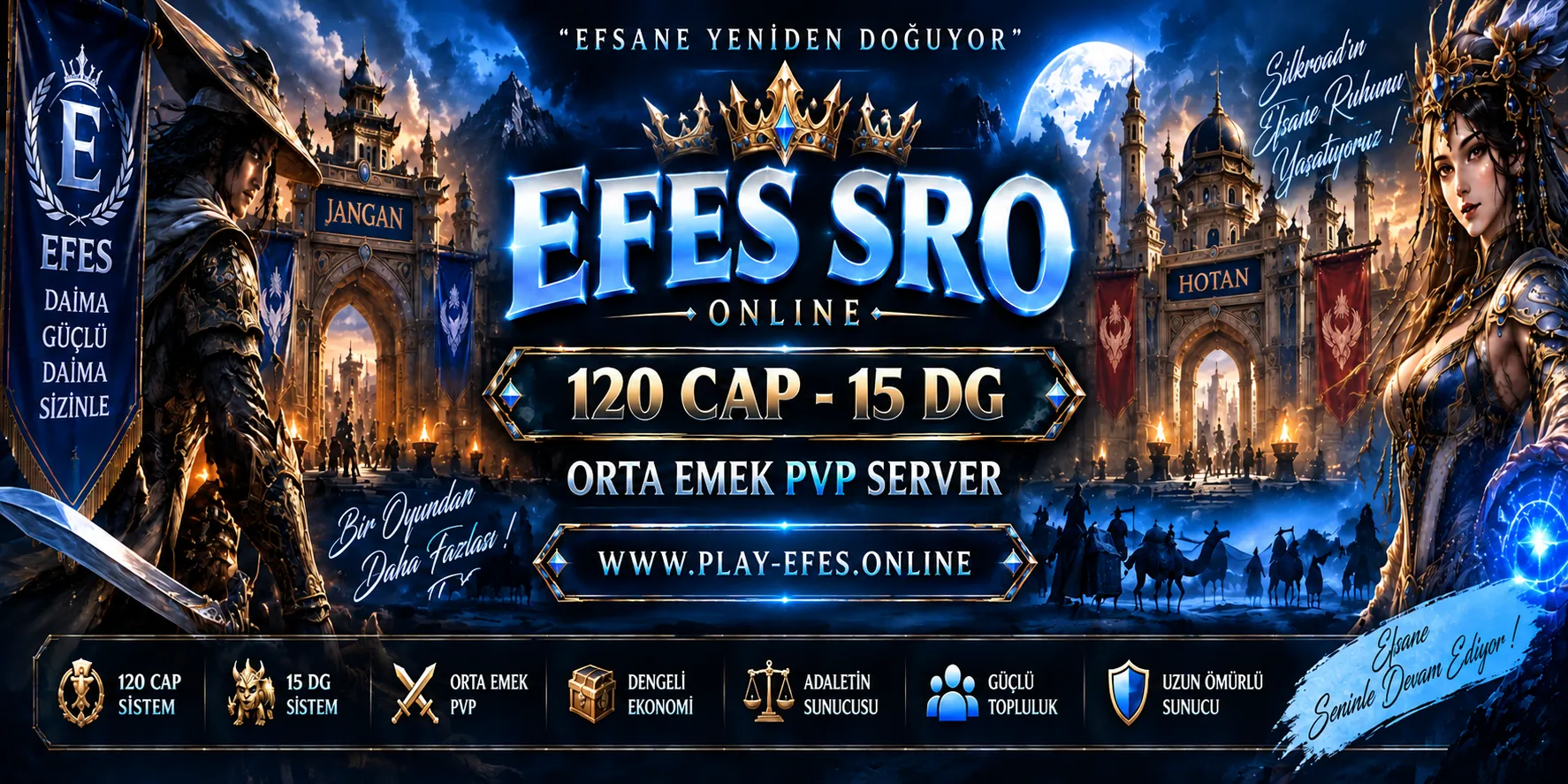 Efes Online - 120 CAP | EU&CH | 13-14-15 DG | Kolay PvP Server | 1 Gold