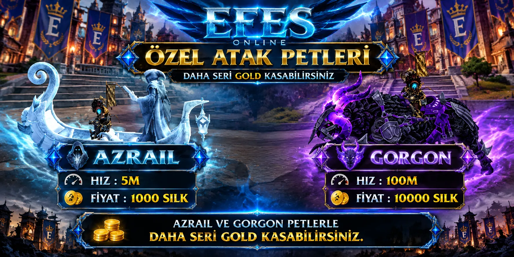 Efes Online - 120 CAP | EU&CH | 13-14-15 DG | Kolay PvP Server | 1 Gold