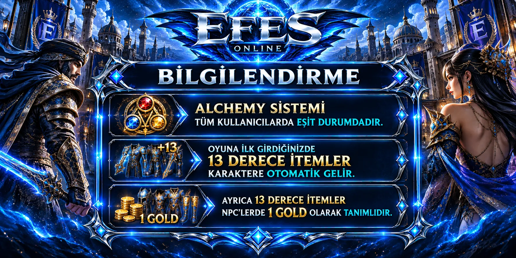 Efes Online - 120 CAP | EU&CH | 13-14-15 DG | Kolay PvP Server | 1 Gold