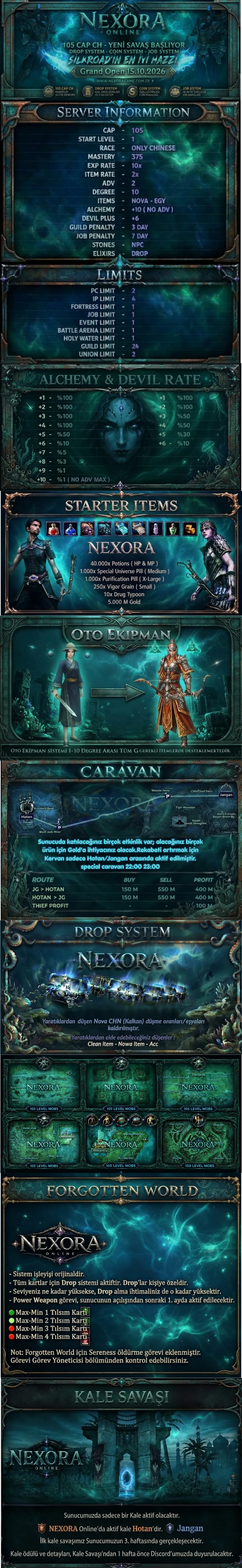 Nexora Online - 105 CAP | Sadece CH | Silk/Drop/Coin/Job/Kervan Sistem | Job Tabanlı | Full Aktivite