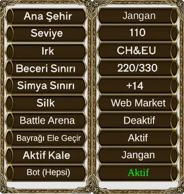 Beliar Online - 110 CAP | PvP | 11 DG | Coin Sistemi | 1 Gold NPC