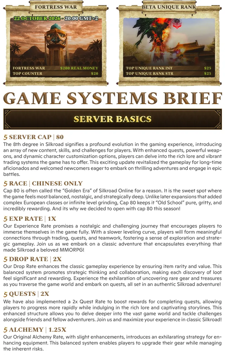 Silkroad Story Classic - 80 CAP | Only CH | Low Rates