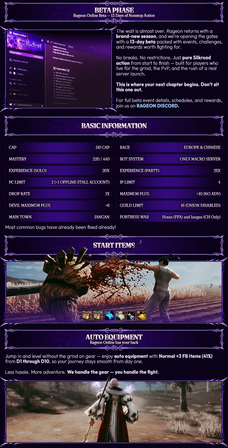 Rageon Online - 110 CAP | EU&CH | Exclusive Features | $20,000 Prize Pool