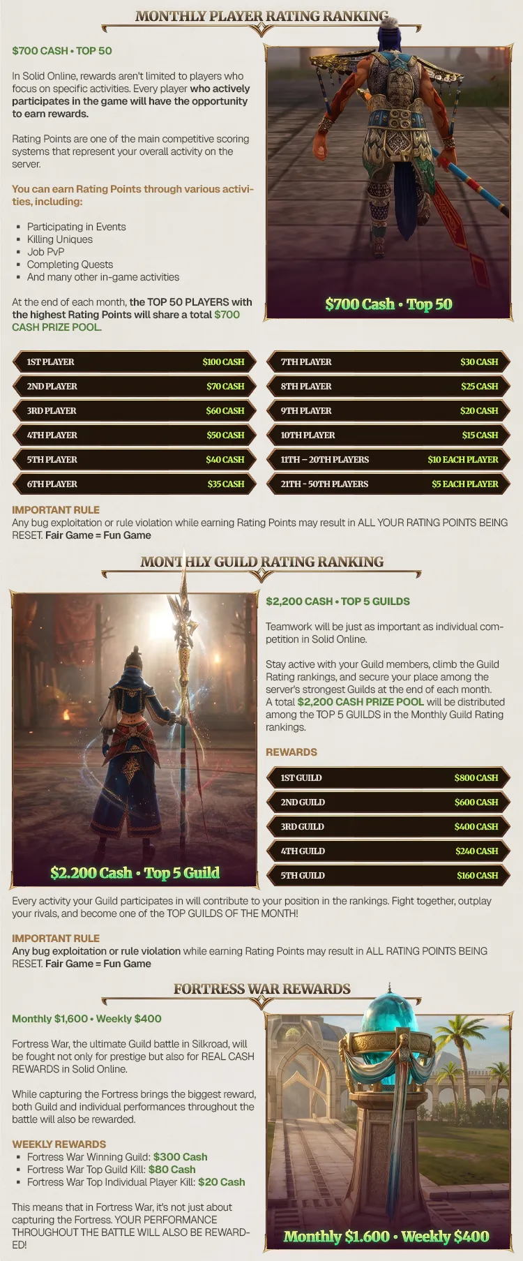 Solid Online Classic - 80 CAP | Only CH | Drop System | Kill Unique Earn USDT