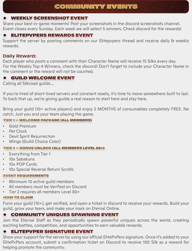 Eternal Online - 100 CAP Progressive | No Bots | Long-Term | Play2Win | EU&CH