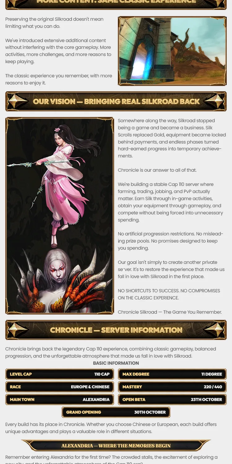 Silkroad Chronicle - 110 CAP | EU&CH | Classic Silkroad Experience | No Silk Scrolls | Open Market | Zerk Quests