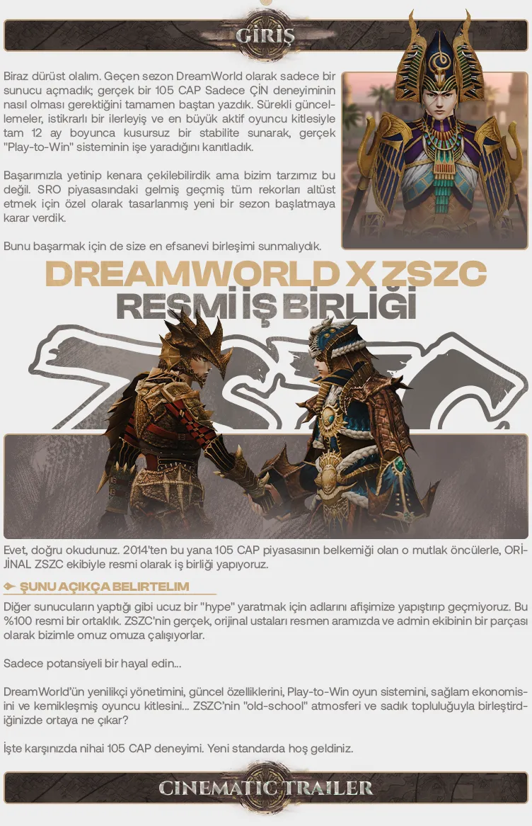 DreamWorld - 105 CAP | Sadece CH | Uzun Ömürlü | 50.000$ Ödül Havuzu