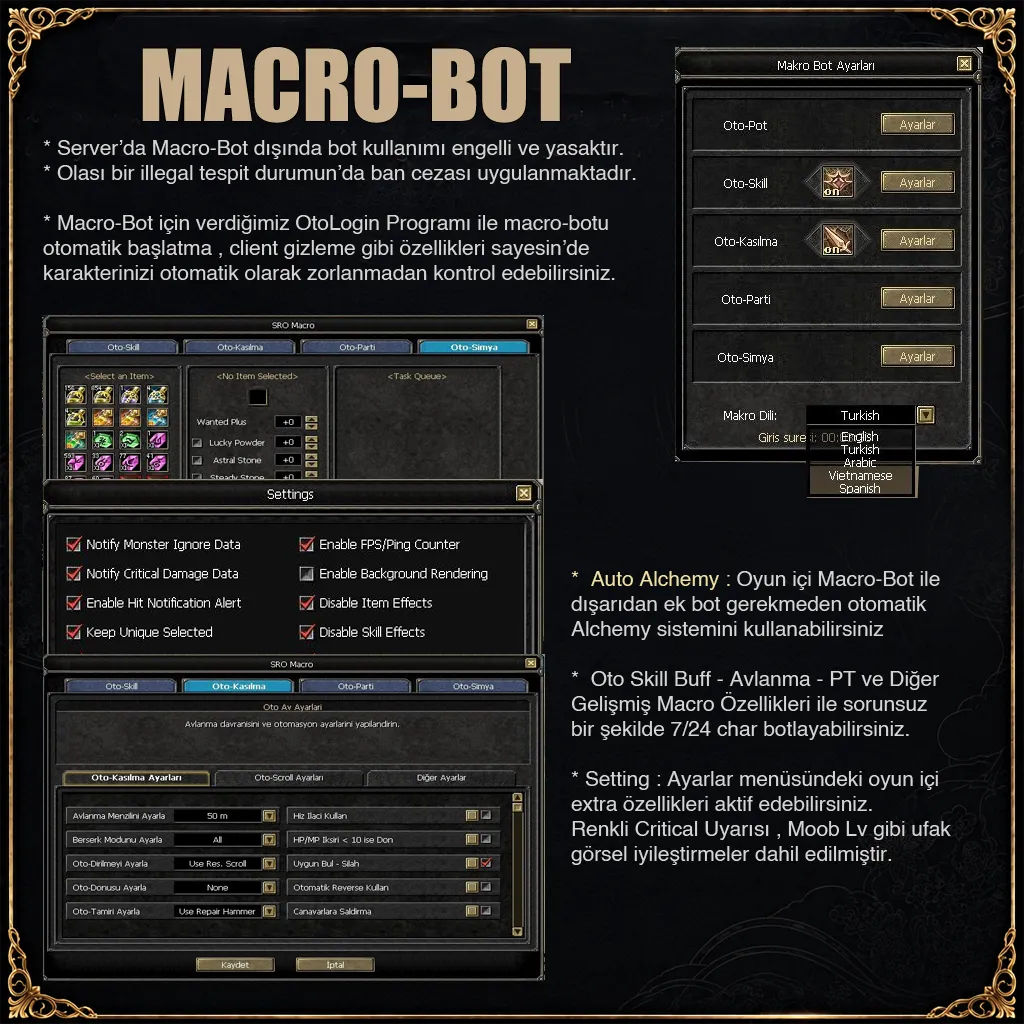 RSilkroad Advanced Macro - 110 Cap Macro Sistem I Phbot Kapalı I Emek ve Oyuncu Deneyimi Ön Planda I Job ve Rekabet I