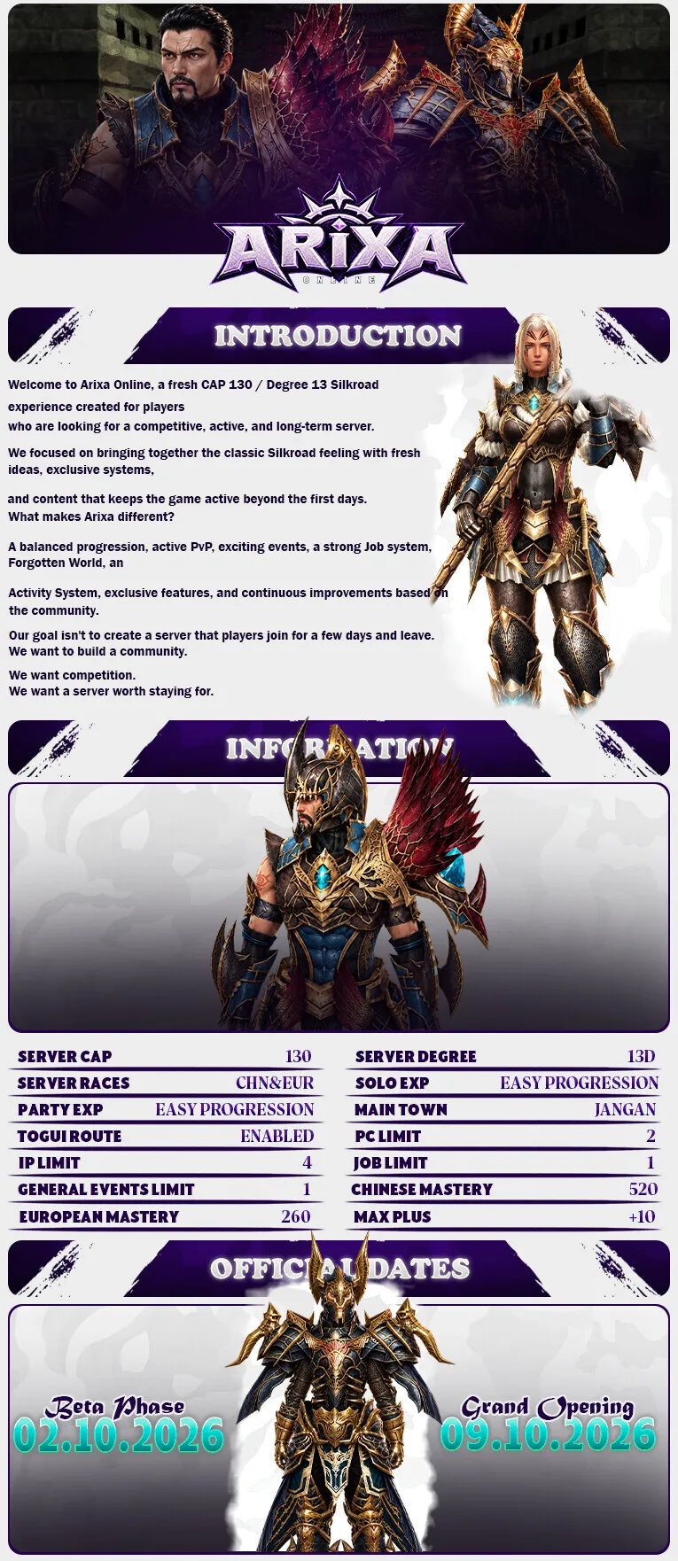 Arixa Online - 130 CAP | D13 | Activity System | FGW | Drop System | $1,500 Prize Pool
