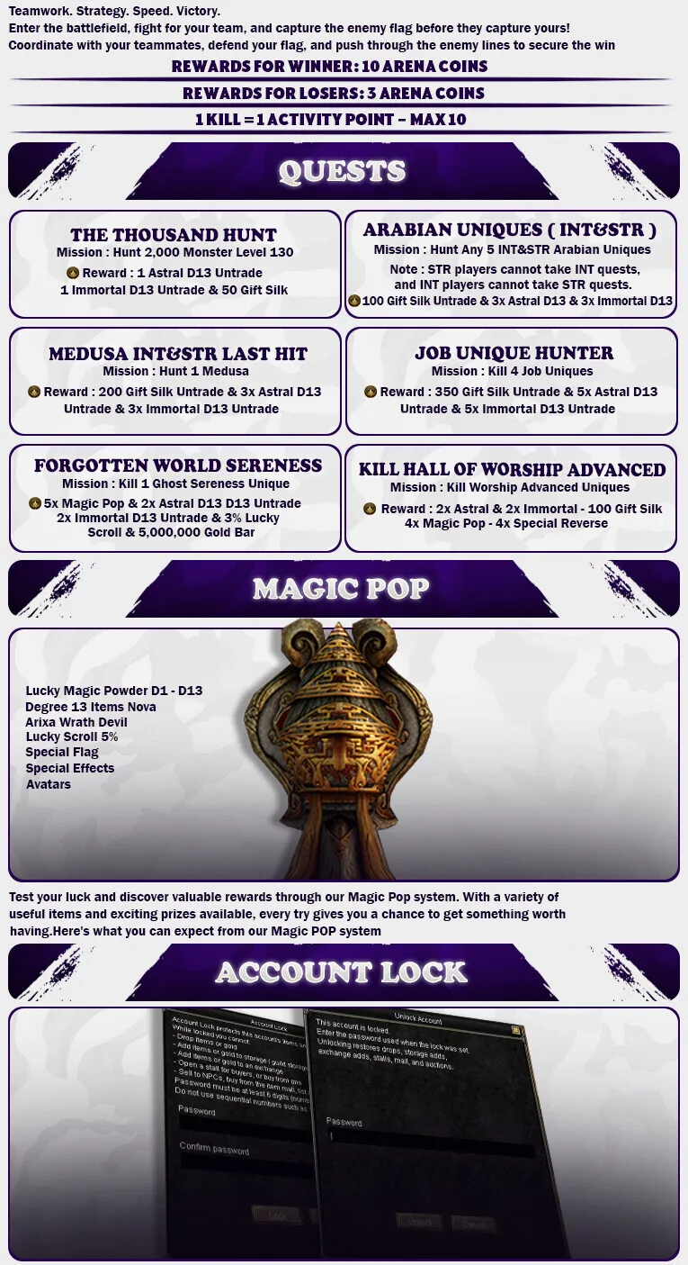 Arixa Online - 130 CAP | D13 | Activity System | FGW | Drop System | $1,500 Prize Pool