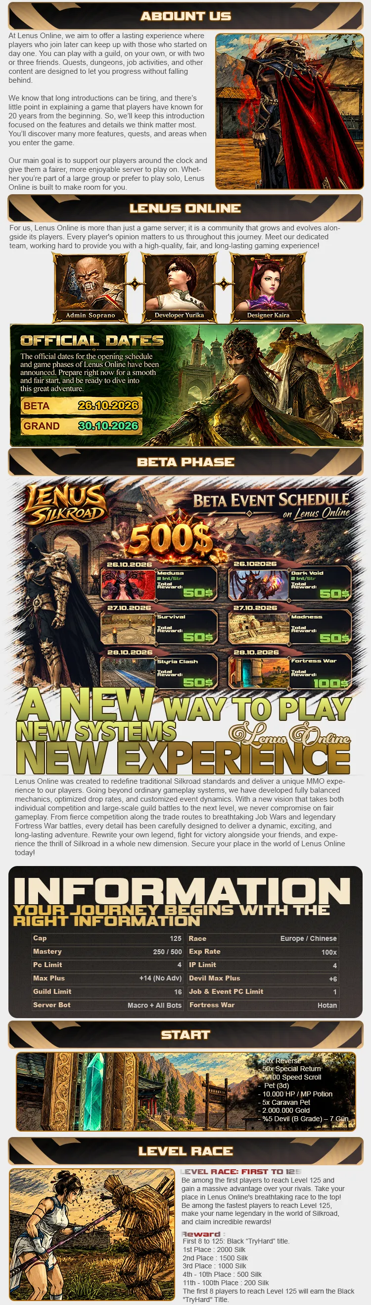 Lenus Online - 125 CAP | EU&CH | 100x Rates | Death Zone PK | Upgrade System | Daily Rewards