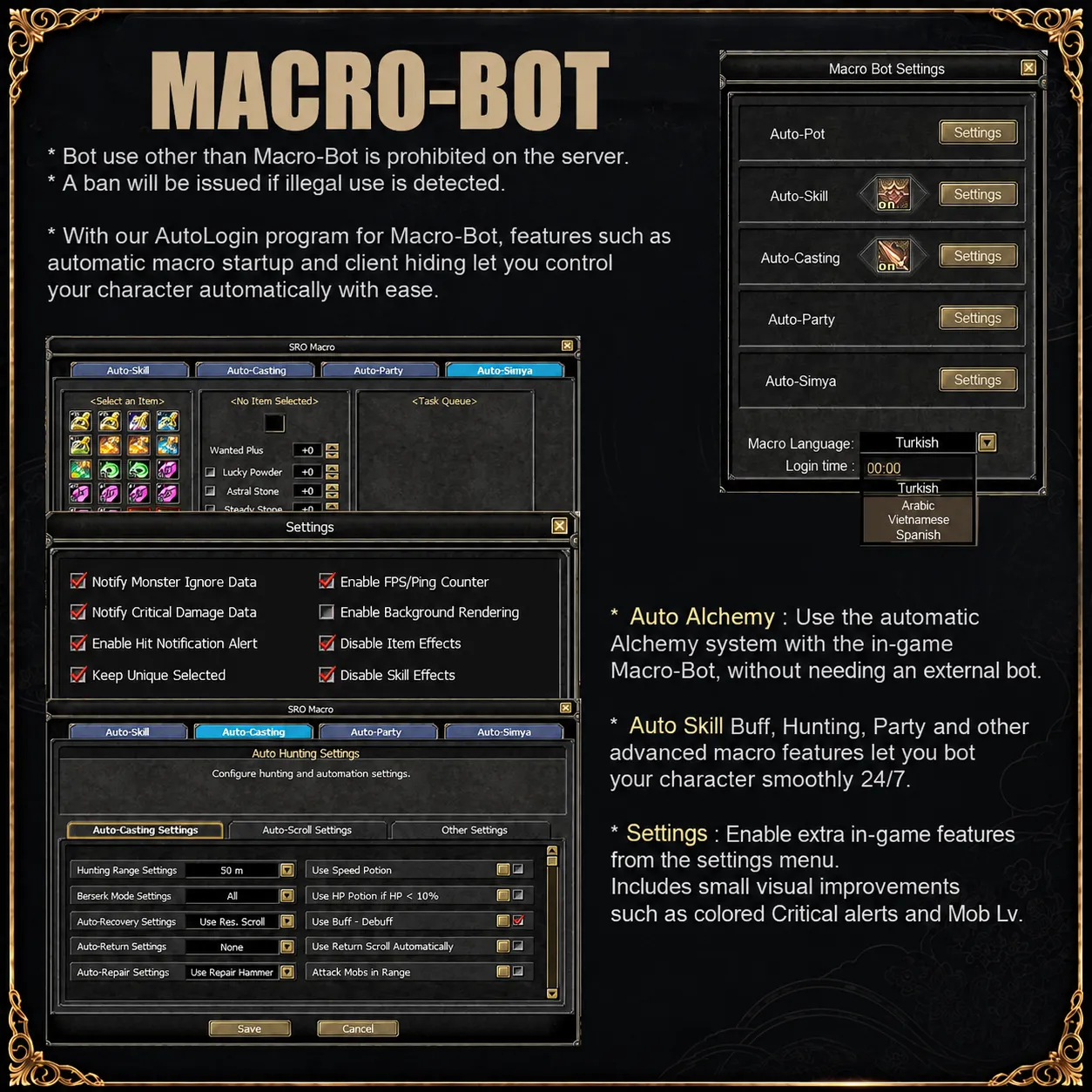 RSilkroad Advanced Macro - 110 Cap Macro Sistem I Phbot Kapalı I Emek ve Oyuncu Deneyimi Ön Planda I Job ve Rekabet