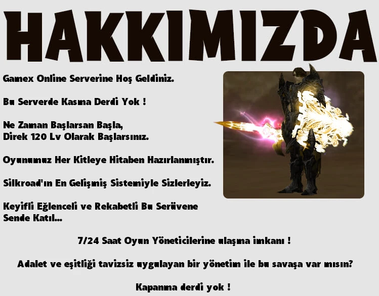 Gamex Online - 120 Cap | Max Degree : 19 | PvP Server | Coin Sistem | G.O : 04.11.2025