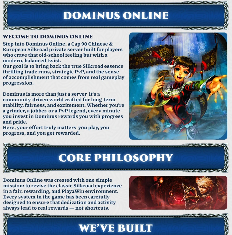 Dominus Online - 90 CAP | EU&CH | Balanced PvP | No Bots | Custom Systems | Built for Players | Long-Term Progression